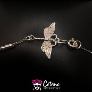 925 Sterling Silver Dragonfly Ankle Bracelet